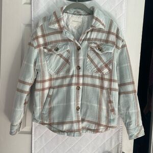 Aeropostale Light Teal and Tan Thick Shacket